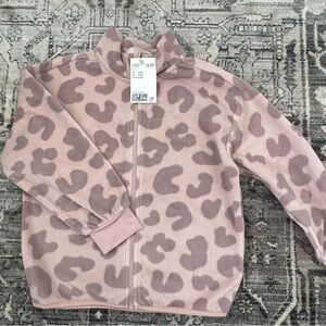 H&M Girls Pink Leopard Print Fleece Jacket